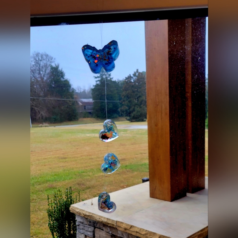 Besutiful Blue Butterfly Resin Suncatcher.